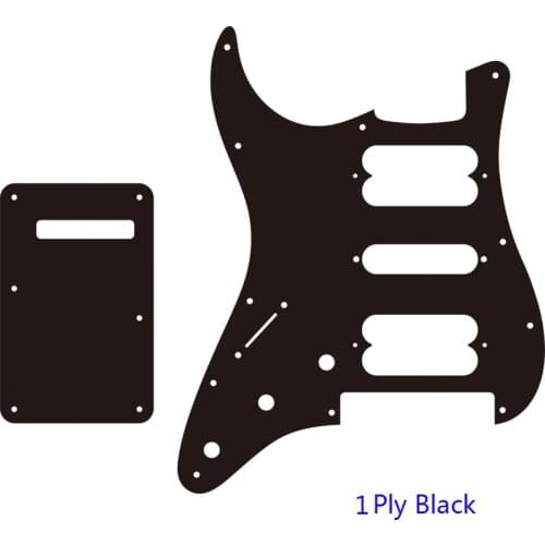 Pleroo Guitar Pickguard For Left Handed Fender 11 Screws Strat Floyd Rose Bridge Cut With HSH Pickups & Back Plate