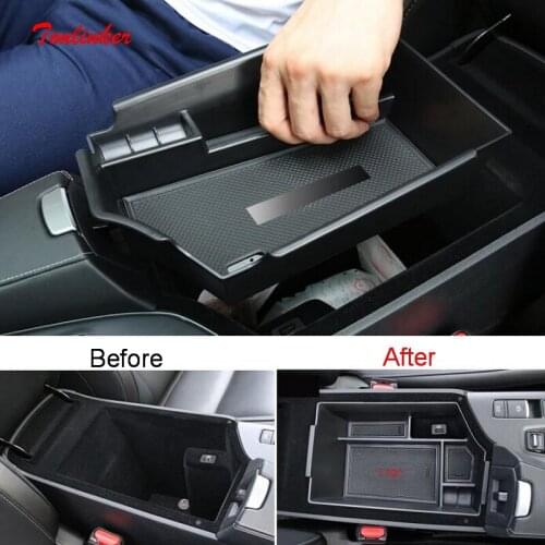 Tonlinker Interior Car Armrest Storeage Box Cover sticker for INFINITI QX50 2018-20 Car Styling 1 PCS ABS Plastic Cover stickers