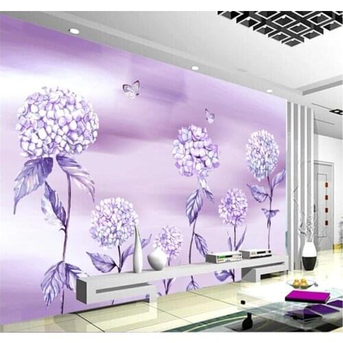 XUE SU Large custom home decoration wallpaper mural beautiful purple hydrangea flower fashion background wall wall covering