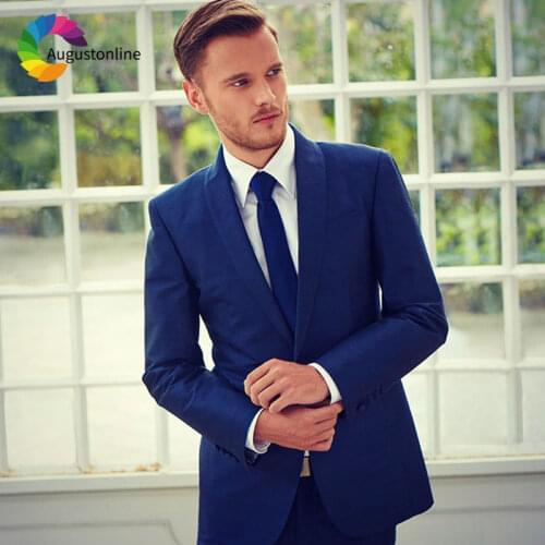 New Arrival Slim Fit Royal Blue Groom Tuxedo Custom Made Men Wedding Suit Business Best Man Blazer Masculino 2Piece Jacket Pants