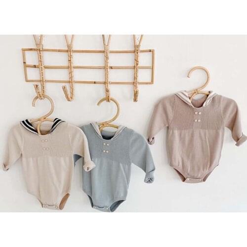 Baby Boy Clothes Newborn Knitted Sailor Rompers Unisex Kids Baby Girl Knitwear Playsuit Long Sleeve Korean One Piece Jumpsuit
