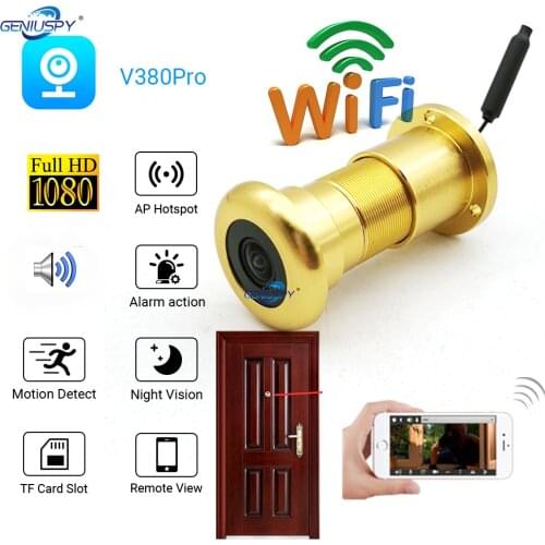 Whosale&DropShip 180 Degree Wide Angle IR Night Vision 1080P Wifi Wireless Peephole Door Eye Camera Bullet Mini CCTV Camera P2P