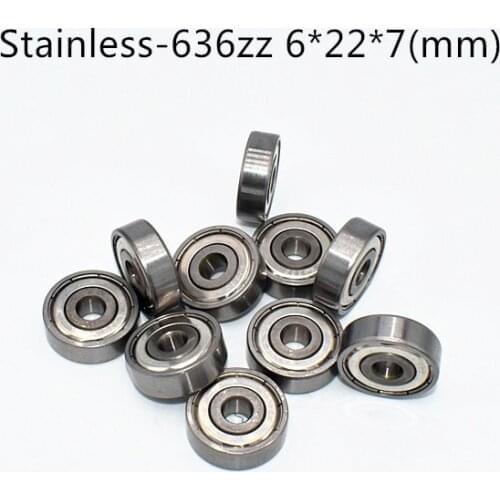 S636ZZ Bearing 6*22*7 mm ( 10PCS ) ABEC-5 Stainless Steel Ball Bearings metal sealed S636Z S636 Z ZZ