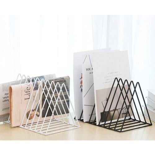 9 Grid Bookends File Storage Shelf Support Nordic Wrought Iron 4 Grid Book Stand Magazine Holder Office Desk Storage Organizer