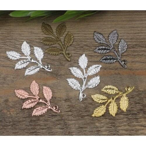50*32mm Alloy Leaves Charms/Pendant Copper/Brass with Antique Bronze/Silver/Black/Gold color ,DIY Handmade Jewelry Findings