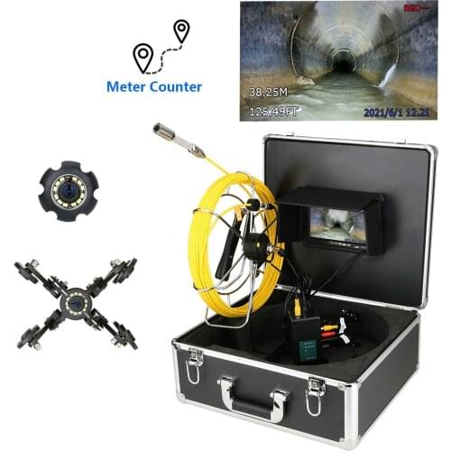 30M 50M Cable with Meter Counter Sewer Pipe Inspection Cameraa, Drain Sewer Pipeline Industrial Endoscope, 1000TVL HD Camera