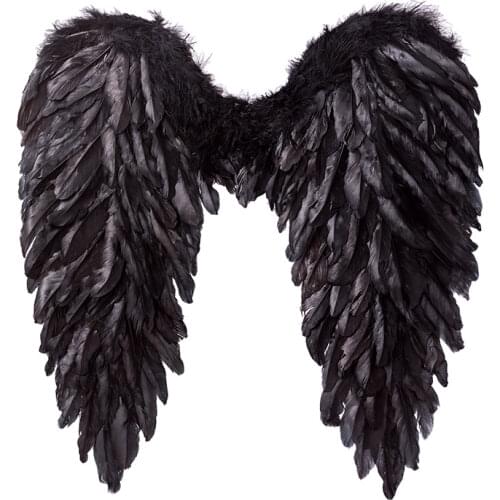 Women Girls Black White Angel Feather Wings Holiday Party Decoration Props Scene Layout Catwalk Demon Devil Wing Show 4 SIZE