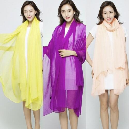 Super Large Chiffon Solid Color Silk Scarf Sunscreen Shawl Around Dual-Use Long Sea Beach Scarf Women Spring Summer Wild Шарф