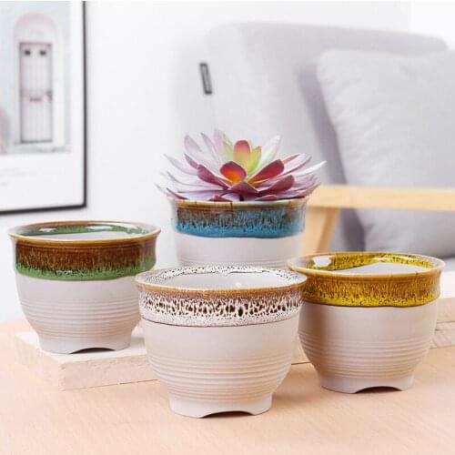 INS Modern Minimalist Kiln Ceramic Geometric Flowerpot Asparagus Fleshy Flowerpot Living Room Ornaments