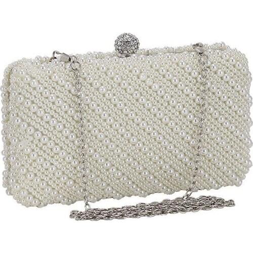 Pearls Clutch Bags for Women Purse Ladies Hand Bags Beads Evening Bags for Party Wedding Party Chain Shoulder Bag Bolsa Feminina