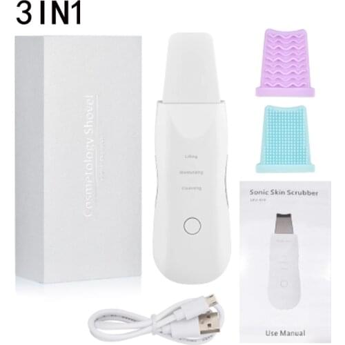 Ultrasonic Skin Scrubber Deep Face Cleaning Machine Peeling Shovel Facial Pore Cleaner Face Lifting Peeling Blackhead removal