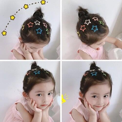 10PCS/Set Girls Cute Colorful Star Geometric Waterdrop Shape Hairpins Gradient Sweet Hair Clip Headband Fashion Hair Accessories