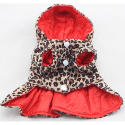Pets Dogs Leopard Pattern Tutu Coat Dress Puppy Hoodies Both Sides Wear Dog Winter Clothes For Small Dog Puppy Clothing