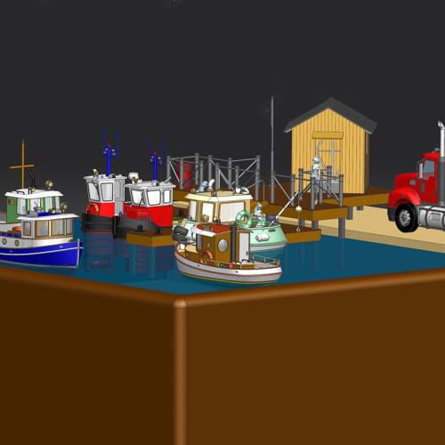 1/18 Cute Drag Scene Suit 1 Set of Ship Dock 6 Sets of Ship Models Manual DIY Assembly Kit for Remote Control Boat Scene