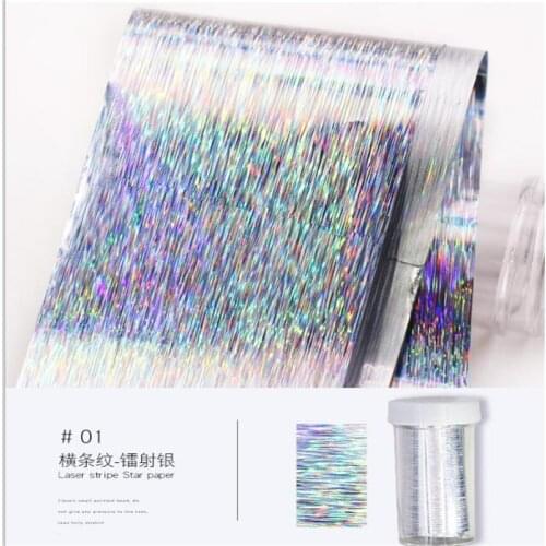 1 roll Laser Nail Foil Transfer Sticker Sky Nail Decals Line Design Paper Nail Art Tips Wraps Shining DIY Stickers Nail Decor M