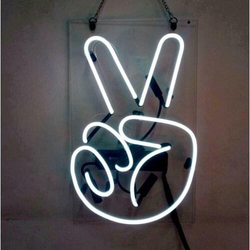 14“ Victory Gesture Yeah Acrylic Custom Neon Light Lamp Sign Beer Handmade Glass Decorate Home Wall Room Windows Tube Artwork