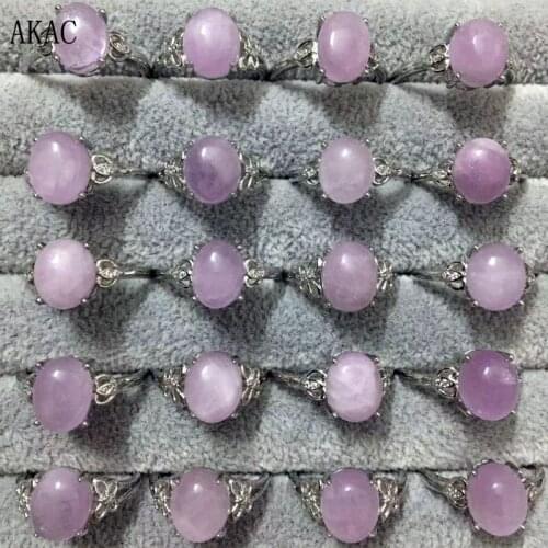 3rings/set approx8*10mm natural kunzite white copper adjustable ring wholesale