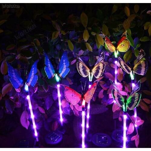 3pcs Solar butterfly lamp 7 color cycle LED fiber lawn Garden Villa decorative Lantern CD50 W02
