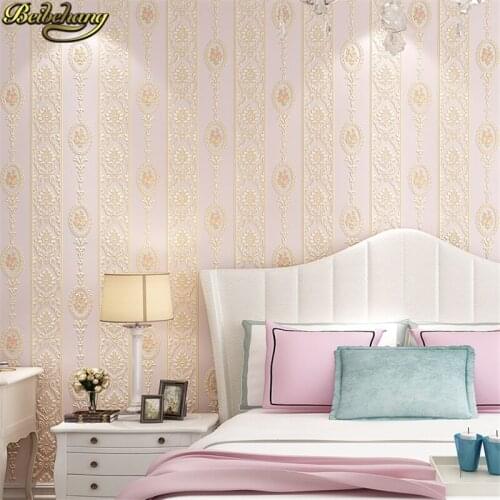 Beibehang papel de parede 3D European simple rural non-woven Flowers wall paper for Living room Striped Wallpaper For Walls roll