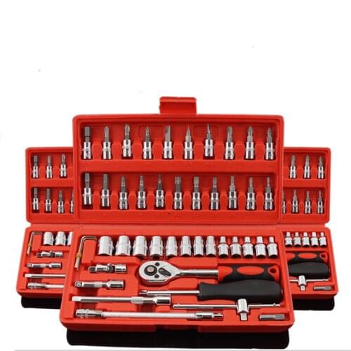 46pcs 1/4-Inch high performance Machine repair Portfolio Tools Ratchet Torque Sleeve screwdriver wrench Socket wrench kit Repair