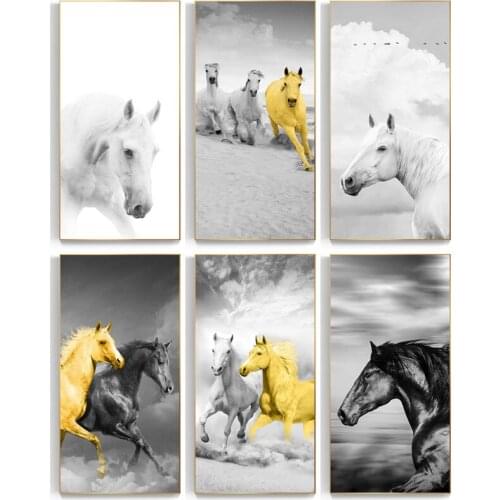 White Black Horse Diamond Painting Cross Stitch Handmade 5D DIY Full Square Drill Diamond Embroidery Mosaic Home Decor Art