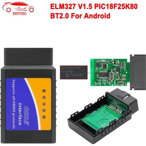 V1.5 ELM 327 OBD2 Bluetooth Scanner PIC18F25K80 For Android OBDII OBD2 Car Diagnostic Scanner Tool ELM327 V1.5 Car Code Reader