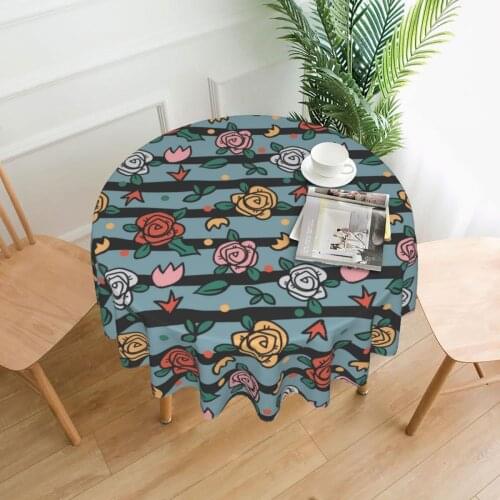 Hawaiian Tropical Flower Style Retro Tablecloth Nordic Christmas Round American Plaid Coffee Table Cover Cloth Fabric Party Home