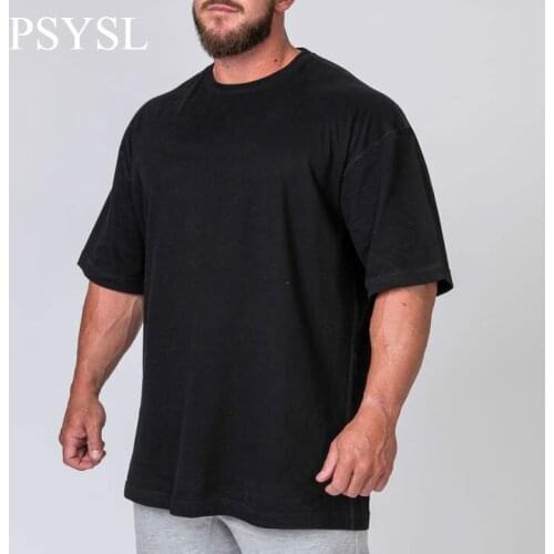 Psysl New Summer Mens T Shirt Sweep T-shirt Flat Hem Long Line Tops Hip Hop Urban Blank Streetwear Fashion Fitness Short Sleeve