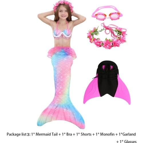 Little Mermaid Tails For Swimming Monofin Summer Girls Clothes Mermaid Party Girls Bathing Suit Bikini