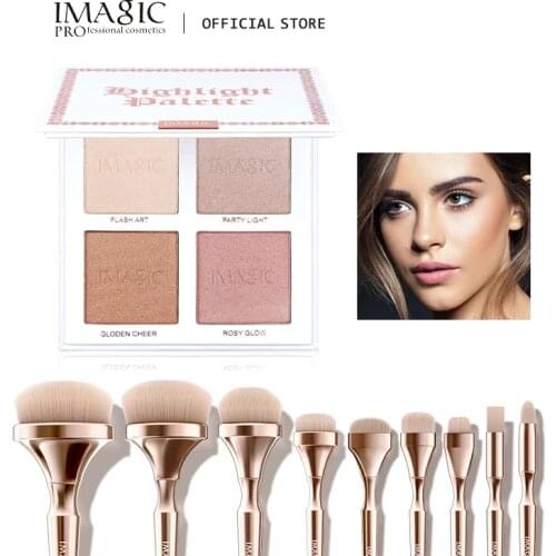 IMAGIC combination face makeup 4 color high gloss powder 9 nylon hair makeup brush set