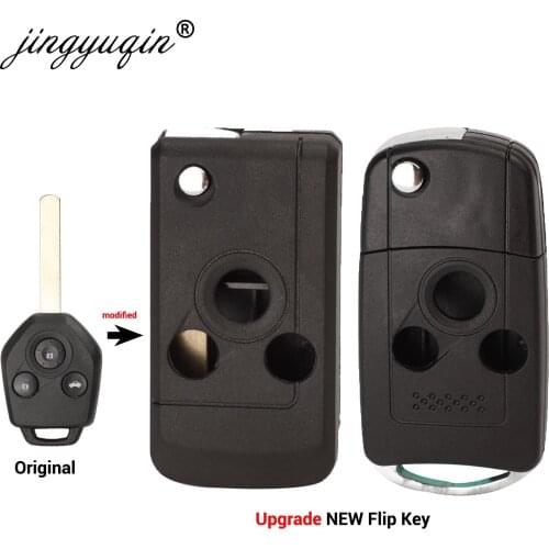 Jingyuqin 10pcs Modified 3 Button Flip Car Key Case Shell for Subaru Forester Outback XV Legacy Folding Remote Key Cover