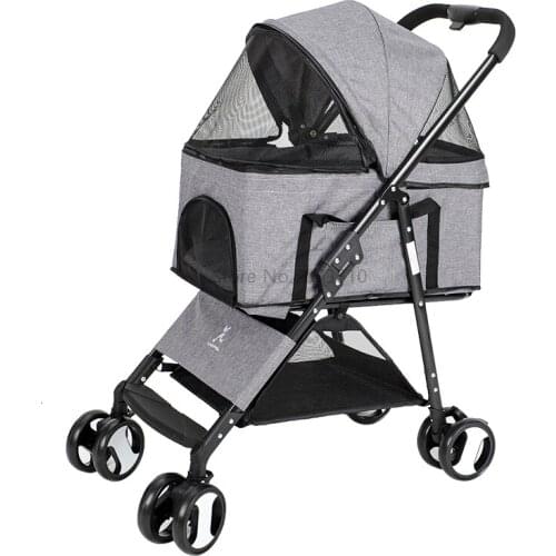 Small and Medium-sized Light Pet Cart Can Fold Four-wheeled Cat Dog General Purpose Supplies Go Out Stroller