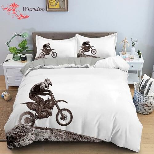 Motorcross Printed Bedding Set Motorcycle Duvet Cover Set Twin Full King Queen Size Pillowcase Home Single/Double Bed Bedclothes