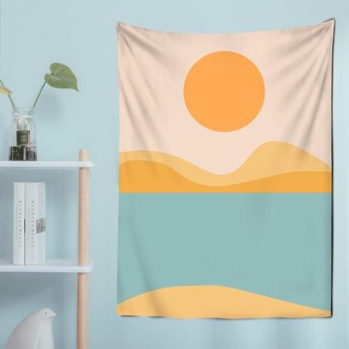 Contrast Color Wall Hanging Mountain Tapestry Forest Tree Tapestry Sunset Tapestry Nature Landscape Tapestry Wall Hanging for Ro