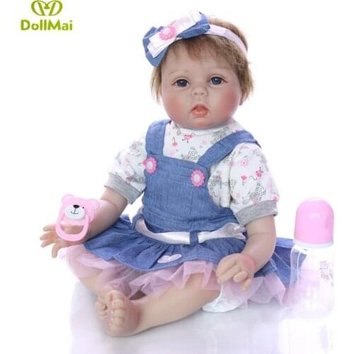 Boneca reborn bebe girl silicone dolls toys lol 22inch 55cm cotton body hair rooted newborn dolls toys gift