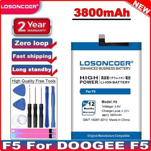 LOSONCOER 3800mAh for Doogee F5 High quality battery + tracking number +Gift tools