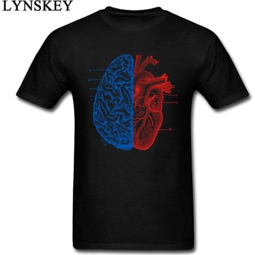 Novelty Design Heart And Brain T-shirt Men Casual Style Cotton Tops Tee Shirts Unfading Printing Clothing