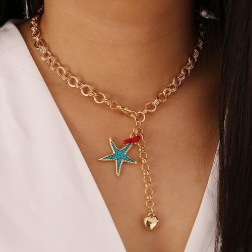 Starfish Turtle Charm Necklace Female Heart Pendant Short Necklaces for Women 2020 Fashion Jewelry Clavicle Chain Simple New