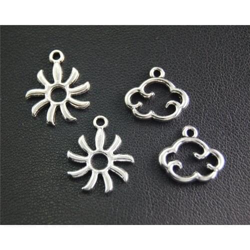 50pcs Silver Color Sun And Cloud Charm Handmade Pendants Jewelry Findings A2050/A2051