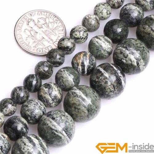 6mm 8mm 12mm Round Natural Dark Green Zebra Jaspers Stone Gem Stone Semi Precious Beads DIY Bead For Jewelry Making 15"Wholesale