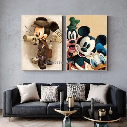 Anime Posters One Piece Wall Art Prints Canvas Painting Wall Decor Pictures Kids Room Decoration Home Decor Disney Mickey Mouse