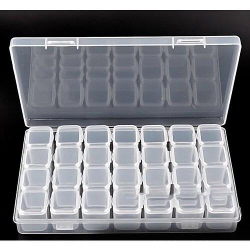 12/28 Grid Compartment Transparent Medicine Box Jewellery Packing Plastic Removable Box Nail Art Tool Storage Case