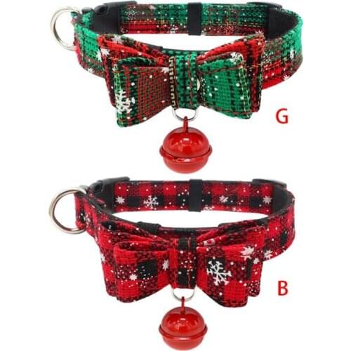 Christmas Dog Collar & Bell Puppy Pet Bow Tie Adjustable Dogs Cats Bowknots Colla for Small Dogs Cats Dog Accessories