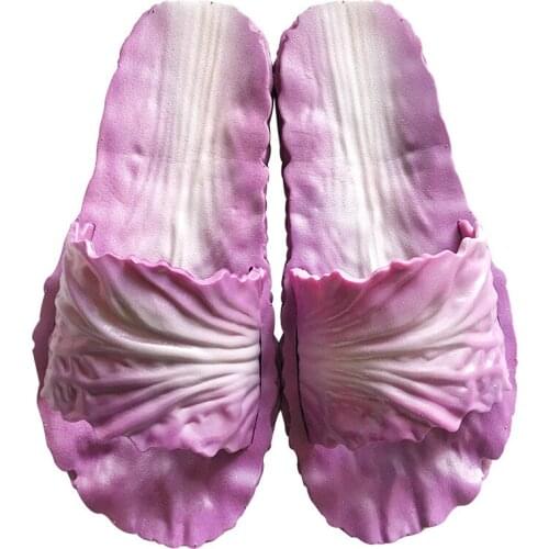 Net red funny cabbage slippers creative vegetable personality home shoes non-slip plastic bathroom slippers beach word drag