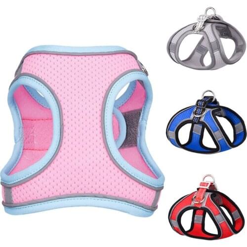 Breathable Small Dogs Cats Harness Vest Frech Bulldog Pug Chest Sraps Puppy Mesh Harness Soft Padded Dog Leash Dog Accessories