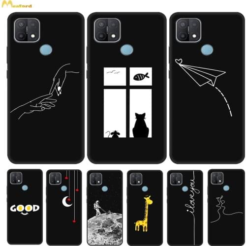 For OPPO A15 Case Silicone Fundas For OPPO A15S Case 6.52" Phone CPH2185 A 15 Cover A15 S 15S Black TPU Painted Husky Deer Coque