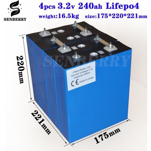 NEW 4 Pcs/lot 3.2v240ah lifepo4 rechargeable battery lithium iron phosphate solar cell 12v 280ah eu tax free usa fast ship
