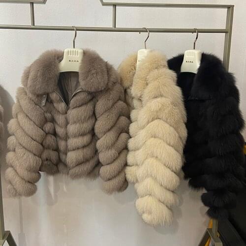2021 New Arrival Women Winter Thick Warm Real Fox Fur Jacket Coat Fashion Female Natural Fox Fur Collar Ladies Outwear Coat