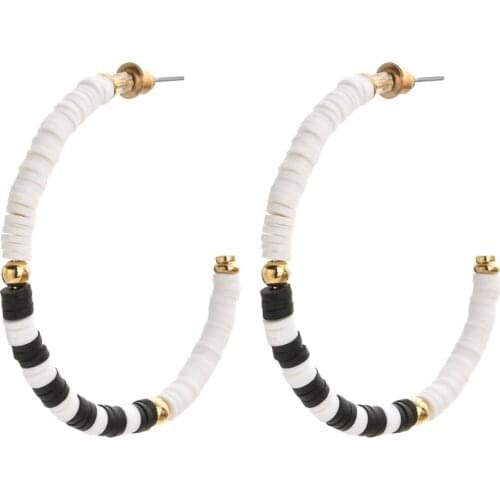 ZMZY Hoop DIY Black White Color HeiShi Disc Beads Earrings New Rainbow Polymer Clay Large Earrings Jewelry Wholesale