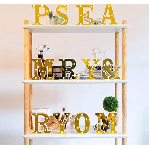 Golden Alphabet Letter LED Lights Sign Number Lamp Home Decoration Night Light For Party Bedroom Wedding Birthday decoration
